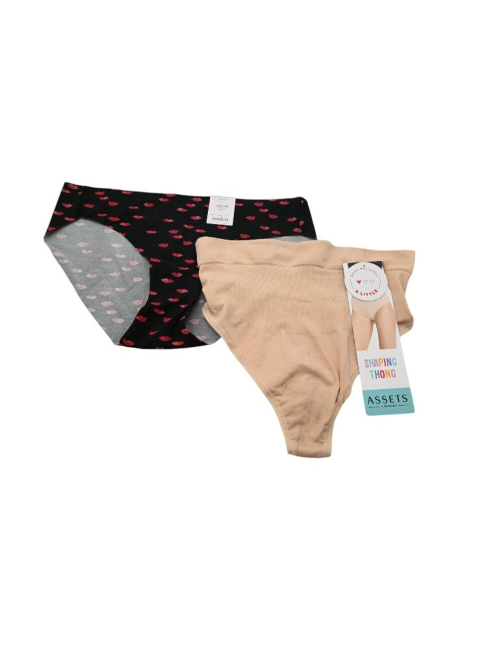NWD Auden & Assets by Spanx Lot of 2 Panties Beige Black Sz S 4-6 No-Show No VPL